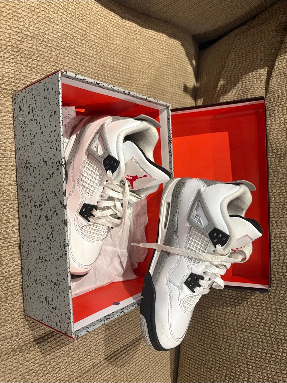Jordan Kids White Sneakers with Black and Red Accents